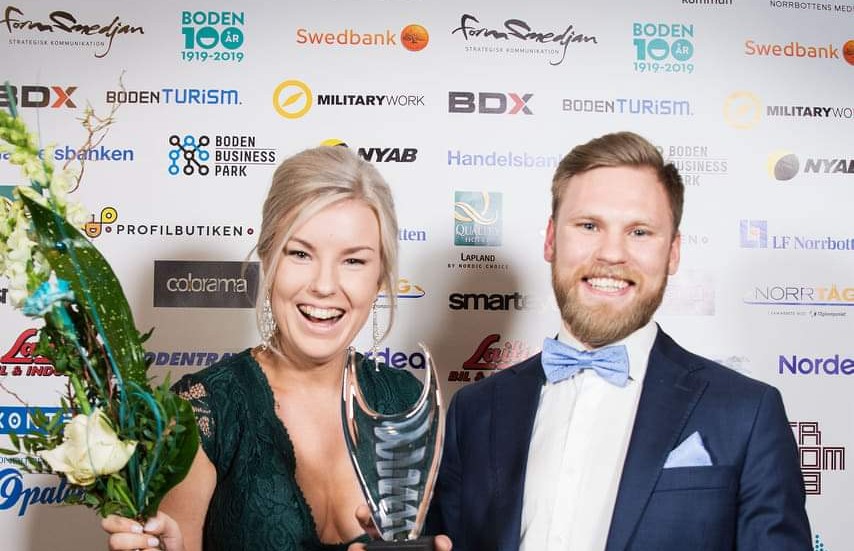 Emma och Sebastian Gröndal blev utsedda till årets bodensare på näringslivsgalan 2019.
