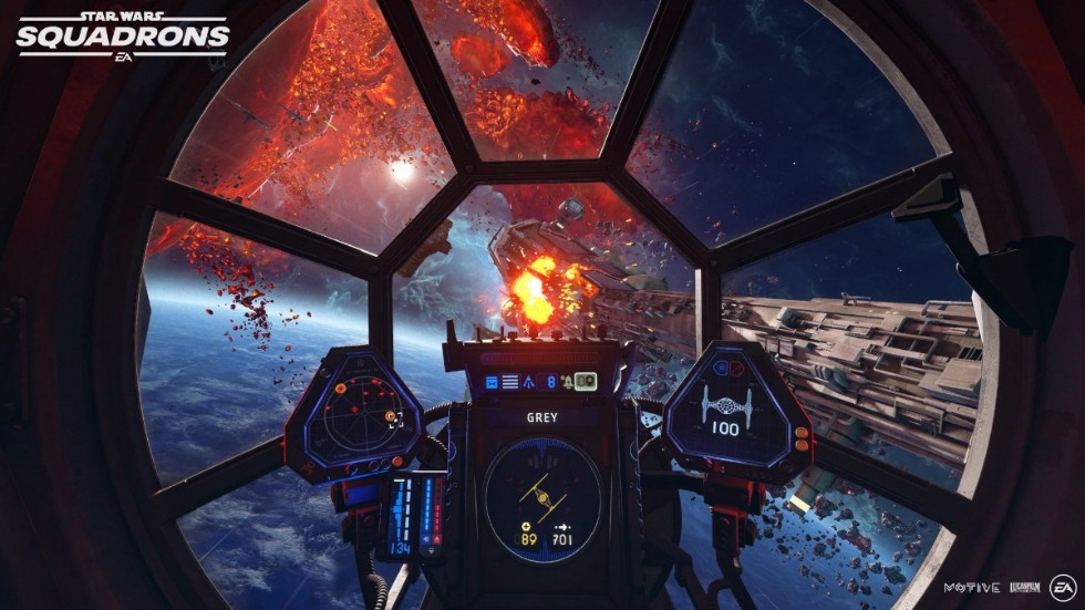 Mikrotransaktioner – en het potatis i spelvärlden – saknas helt i "Star wars: Squadrons". "Vill du ha den där gyllene Tie fighter-hjälmen som visar att du är ett toppess, då måste du förtjäna den", säger Ian Frazier. Pressbild.