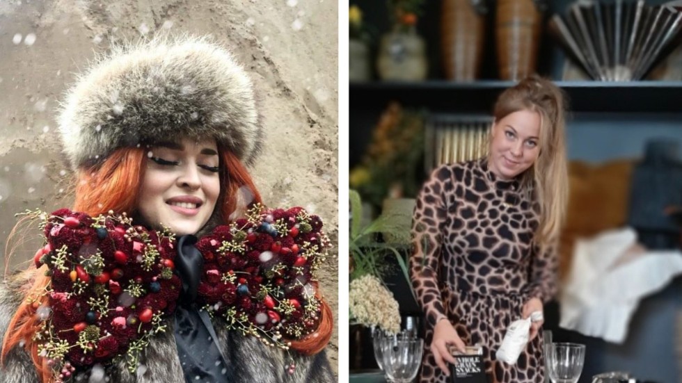 "Jag tycker om att jobba mycket med modeller och skapa smycken eller huvudbonader, så då gjorde jag som en julrosett." berättar Klara Kågefors (höger bild). Till vänster ses bilden som vunnit tävlingen, modellen heter Modesty Bladh. 