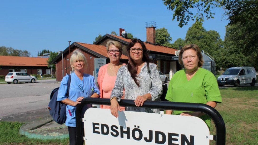 En sjuksköterska och tre skyddsombud slår larm om höga temperaturer. Från vänster: Ingela Ericsson, Pia Classon, Tina G Göransson och Ursula Fernström.