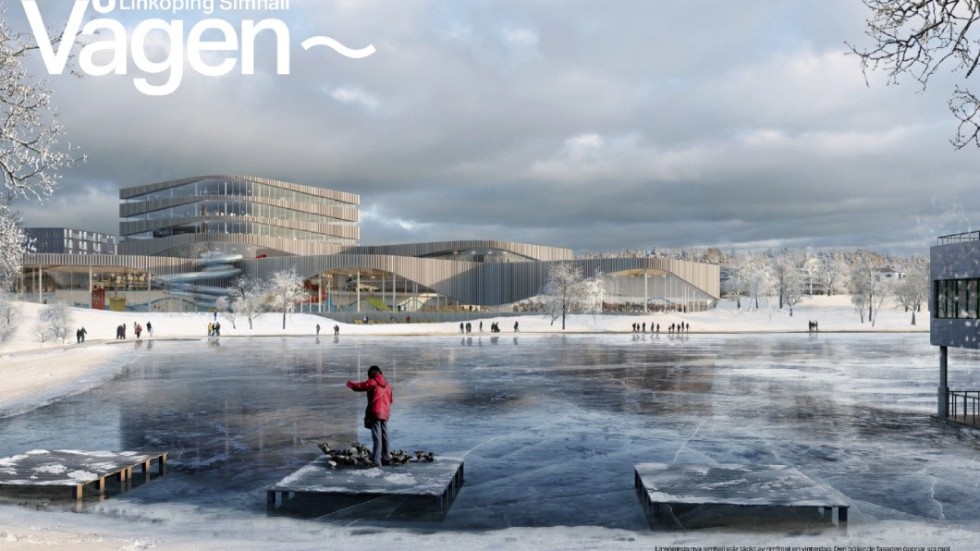 Vågen. Ett av fem förslag till simhallsbygge i centrala Linköping.
