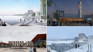 Storslagna visioner för Norra hamn • Park med kallbadhus • Vägen tas bort • Bostäder • Hamn • Strandpromenad