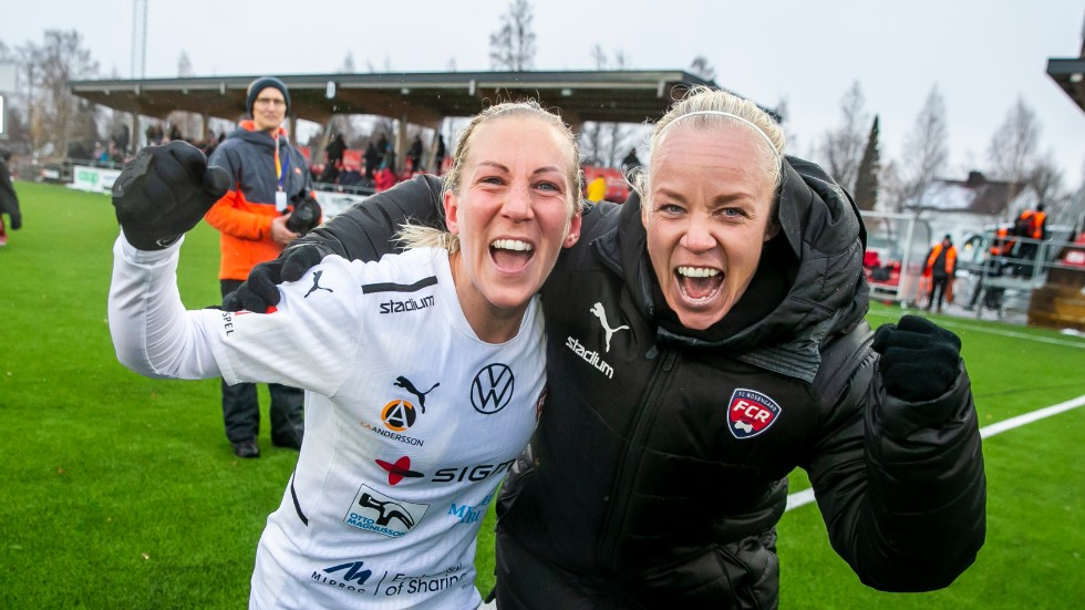 Rosengårds Mia Persson och Caroline Seger jublar efter SM-guldet