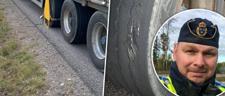 Lastbil med slitna däck stoppades på E20 – polisen: "Hela däcket kan explodera"