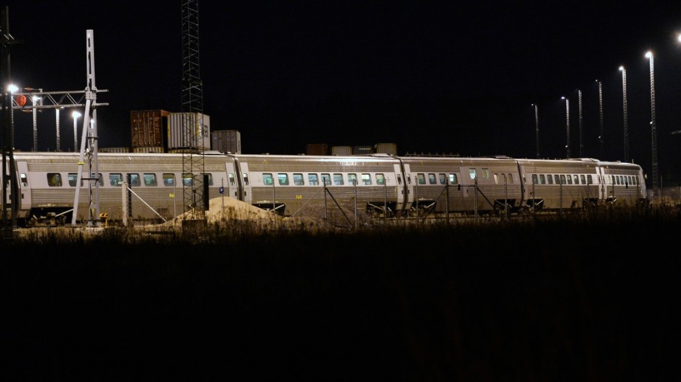 På bilden ett stillastående tåg i Katrineholm. 