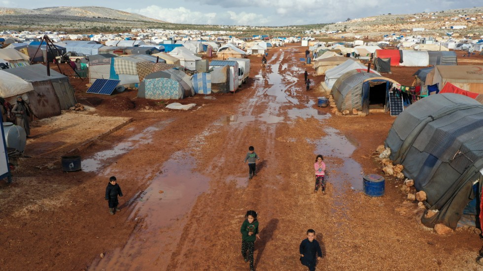 Läger för internflyktingar i den syriska provinsen Idlib.