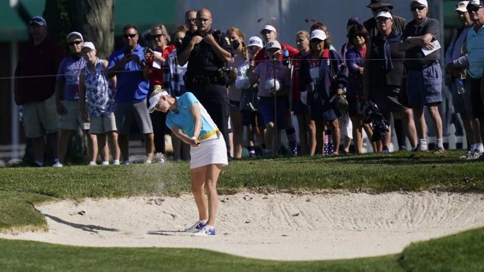 Madelene Sagström träningsspelar inför Solheim Cup.