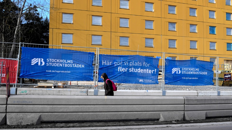 Byggande av studentbostäder i Huvudsta, Solna, 2017. Arkivbild.