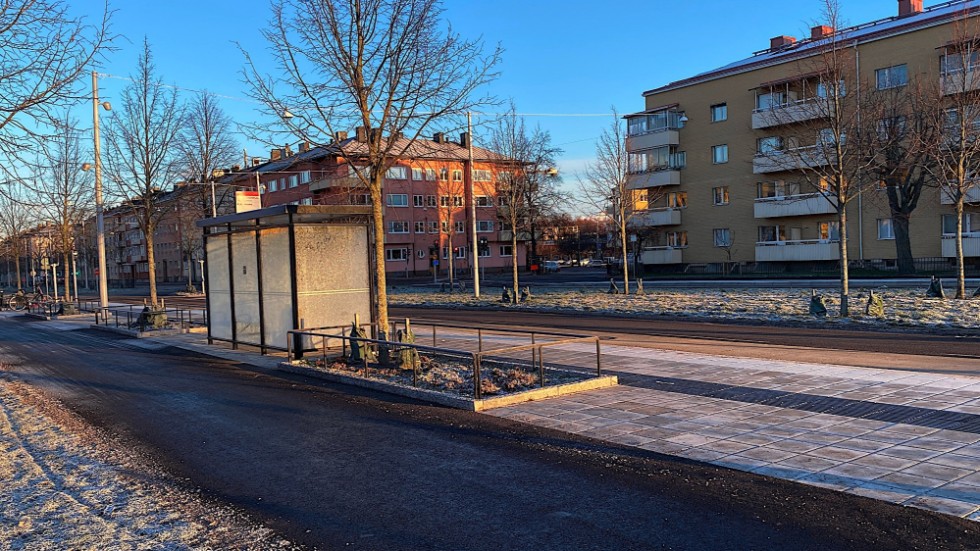Busshållplatsen på Gustav Adolfsplan.