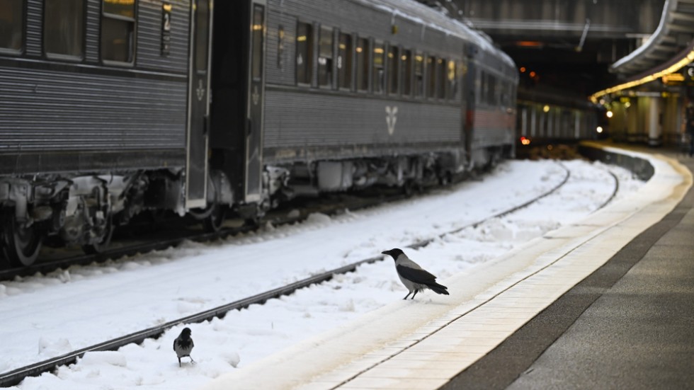 Snö skapade problem för tågtrafiken i november. Arkivbild.