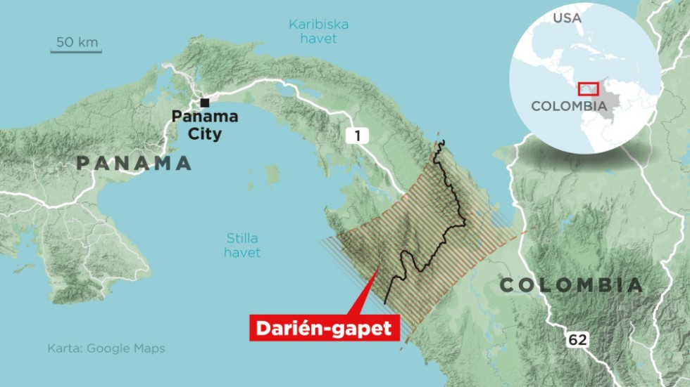 Det väglösa gränsområdet mellan Syd- och Centralamerika kallas Darién-gapet. Terrängen är så besvärlig att den 3|000 mil långa Panamerikanska landsvägen, som går från sydligaste Argentina till Alaska, inte kunnat byggas klart här.