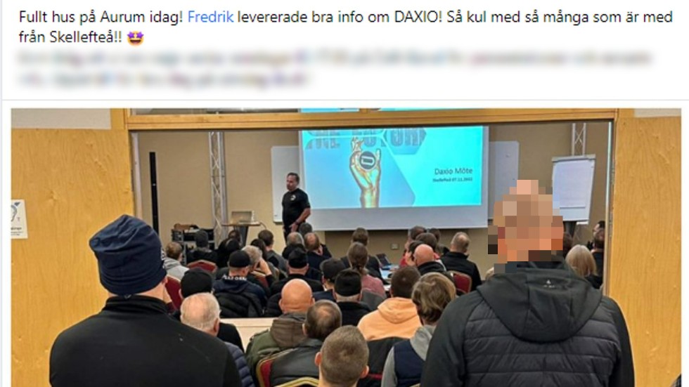 Last autumn, prominent Daxio member Fredrik Ekersund held an information meeting about Daxio at the Aurum Hotel in Skellefteå.