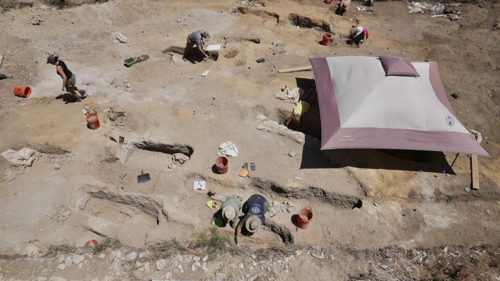 Fynden har gjorts vid utgrävningar vid Oranjestad. Bild från en uppföljande utgrävning 2021.