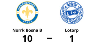 Storförlust för Lotorp - 1-10 mot Norrk Bosna B