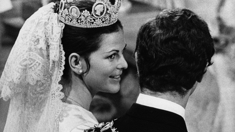 Kungen gifter sig med Silvia Sommerlath i Storkyrkan i Stockholm den 19 juni 1976. Arkivbild.