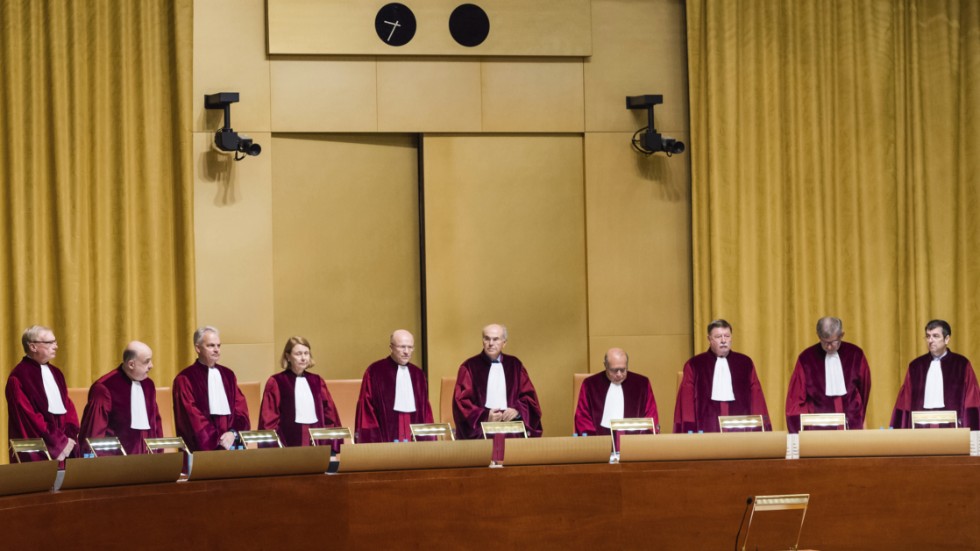 Domare i EU:s domstol vid ett utslag 2020. Arkivbild.