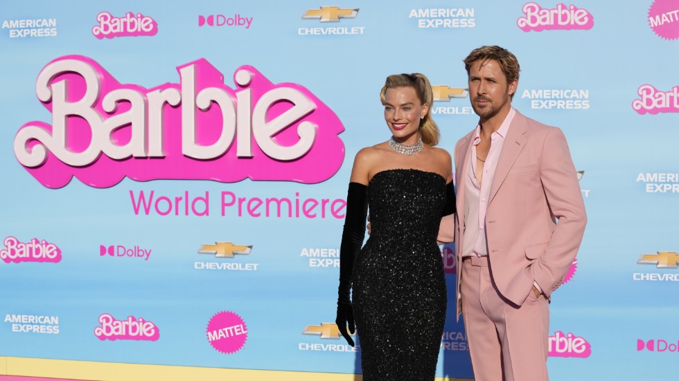 Margot Robbie och Ryan Gosling vid premiären av "Barbie" i Los Angeles 9 juli. Arkivbild.