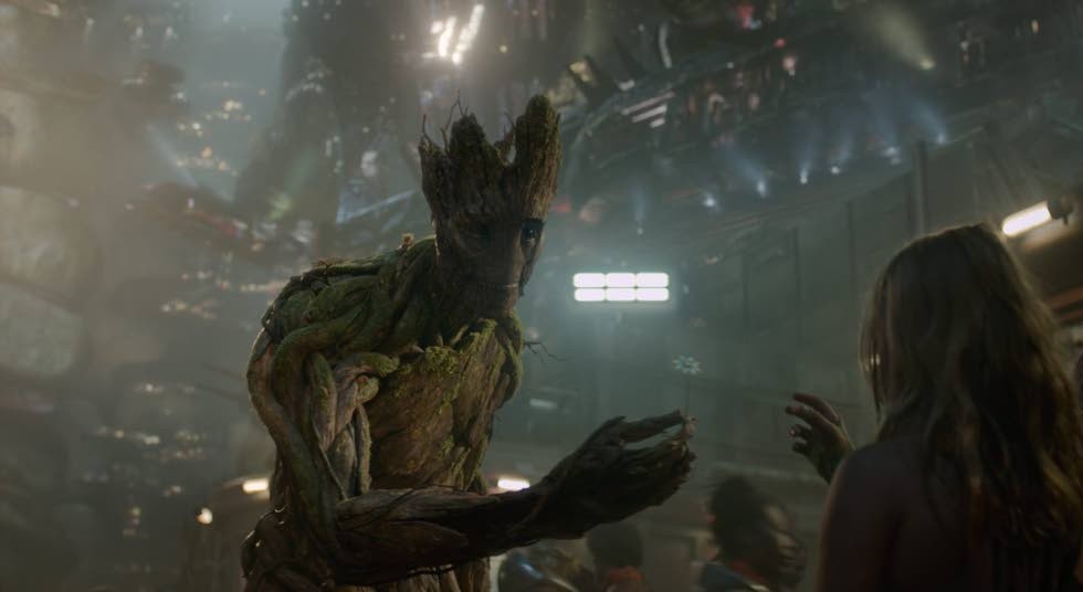 Bark. Den trädlika varelsen Groot spelas av Vin Diesel i "Guardians of the galaxy".