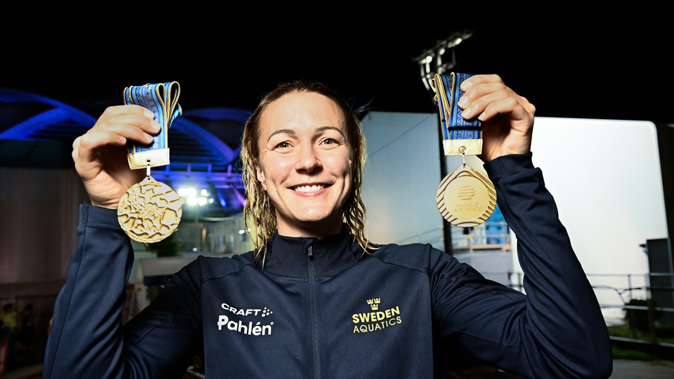 Sarah Sjöströms dubbla guldmedaljer från sim-VM i Fukuoka, Japan, i somras kan ge utdelning även på Idrottsgalan. Arkivbild.
