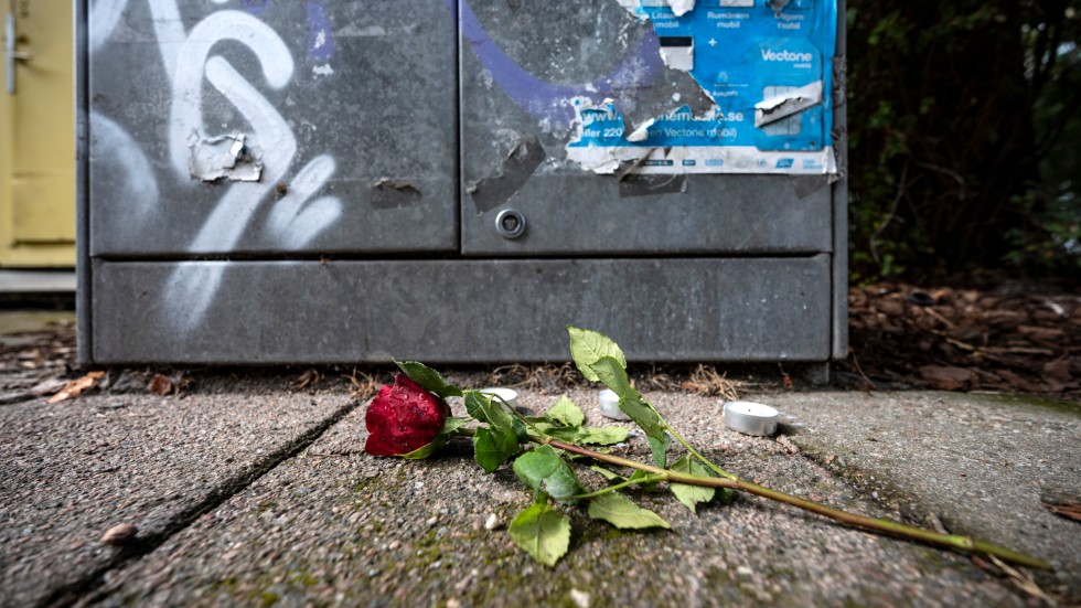 Augusti förra året: En ros och ljus på Sergels väg i Malmö där småbarnsmamman Karolin Hakim sköts till döds på årsdagen av mordet. Arkivbild.