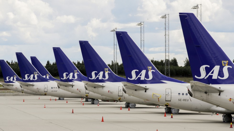 Flygbolag som SAS har drabbats hårt av minskat resande i covid-19-pandemin. Arkivbild.