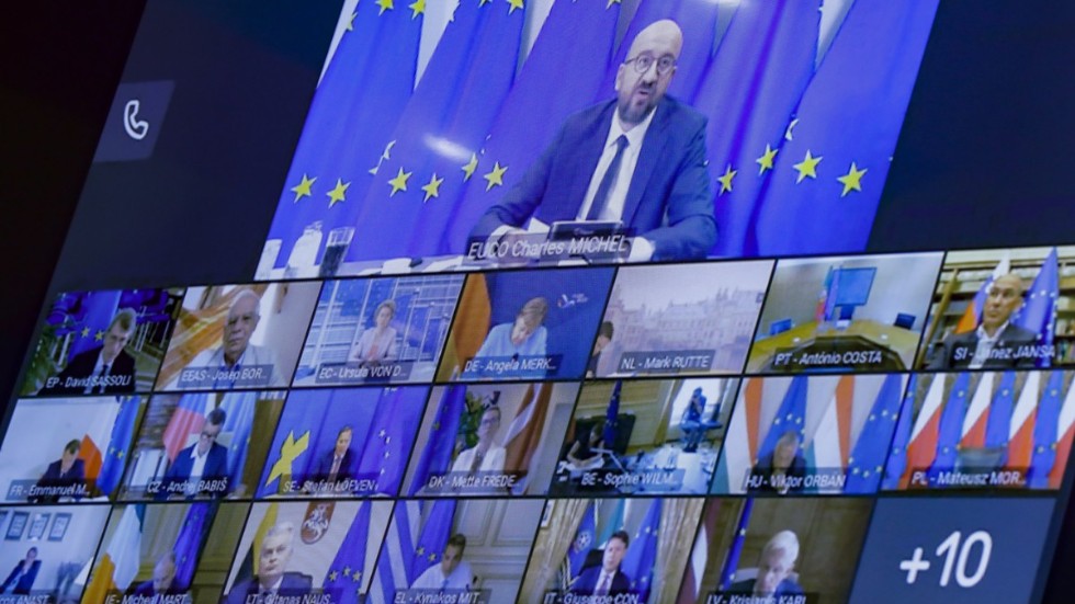 EU:s stats- och regeringschefer höll under vårens coronakris en rad webbmöten. Nu återupptas traditionen för att utbyta tankar om smittspridningsläget. Arkivfoto.