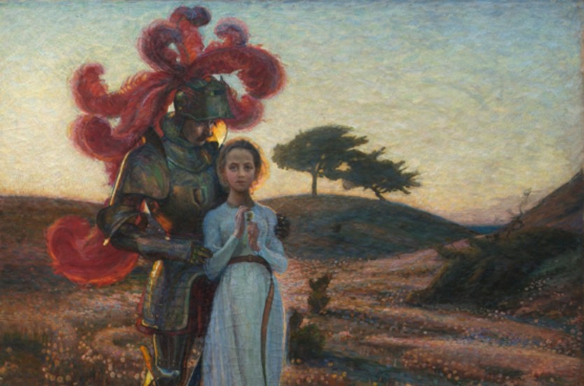 Konstens och sagornas ädlingar har inte mycket gemensamt med verklighetens riddare. Här den romantiska målningen "Riddaren och jungfrun" (1897) av konstnären Richard Bergh. (Bilden är beskuren.)