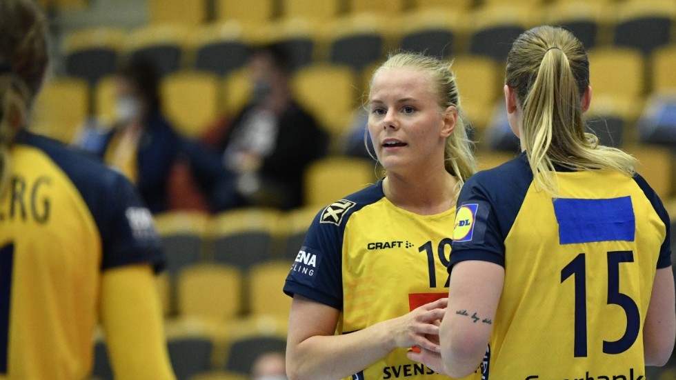 Nina Koppang i VM-kvalmatchen mellan Sverige och Ukraina i våras.