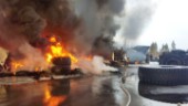 Våldsam brand på Malå gummiverkstad: "Byggnaden utom all räddning"