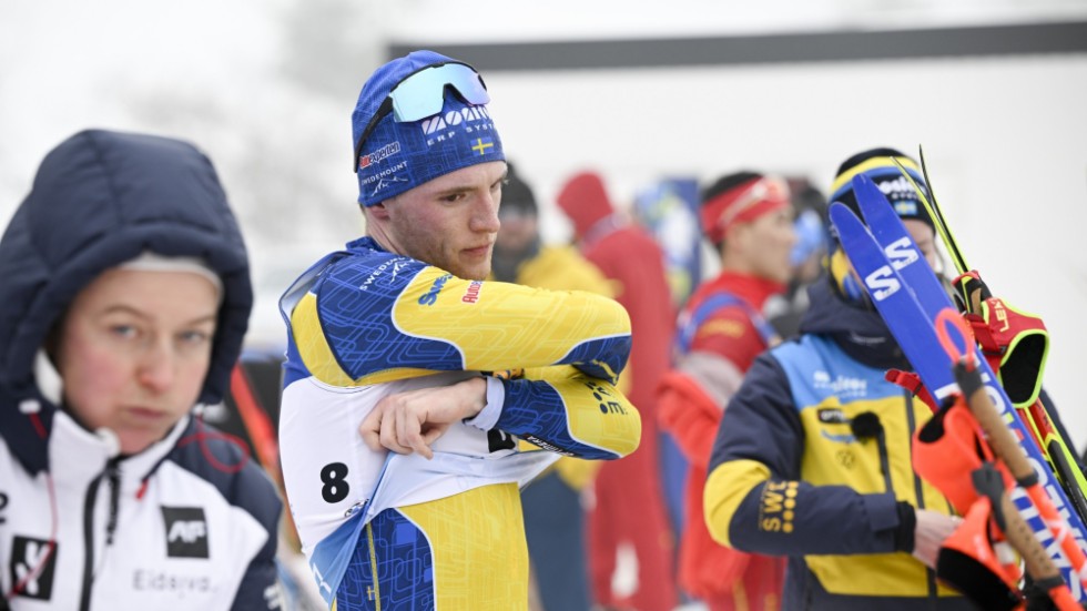Sveriges Sebastian Samuelsson efter målgång i herrarnas sprint, 10 km, i skidskytte-VM i tyska Oberhof.