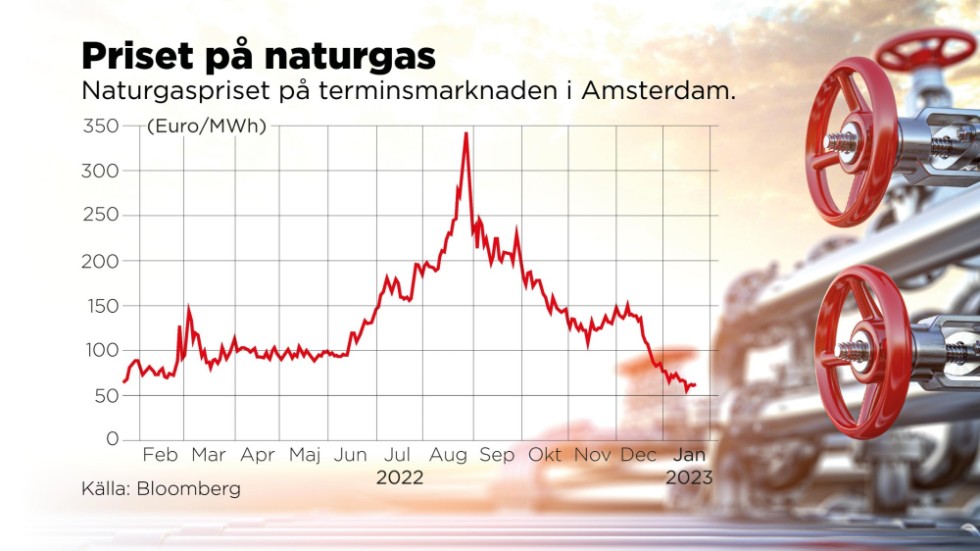 Naturgaspriset på terminsmarknaden i Amsterdam.