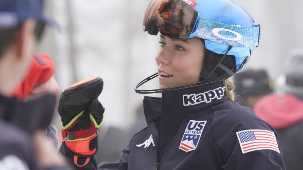 Mikaela Shiffrin i onsdagens slalom i Zagreb som den amerikanska stjärnan vann.