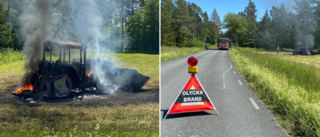 Traktor brann på åker – förhindrade spridning