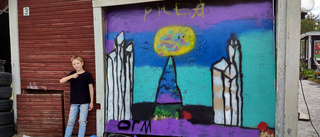 Oliver älskar att måla graffiti: "Jag målade ett Piteåmotiv på vår garageport"
