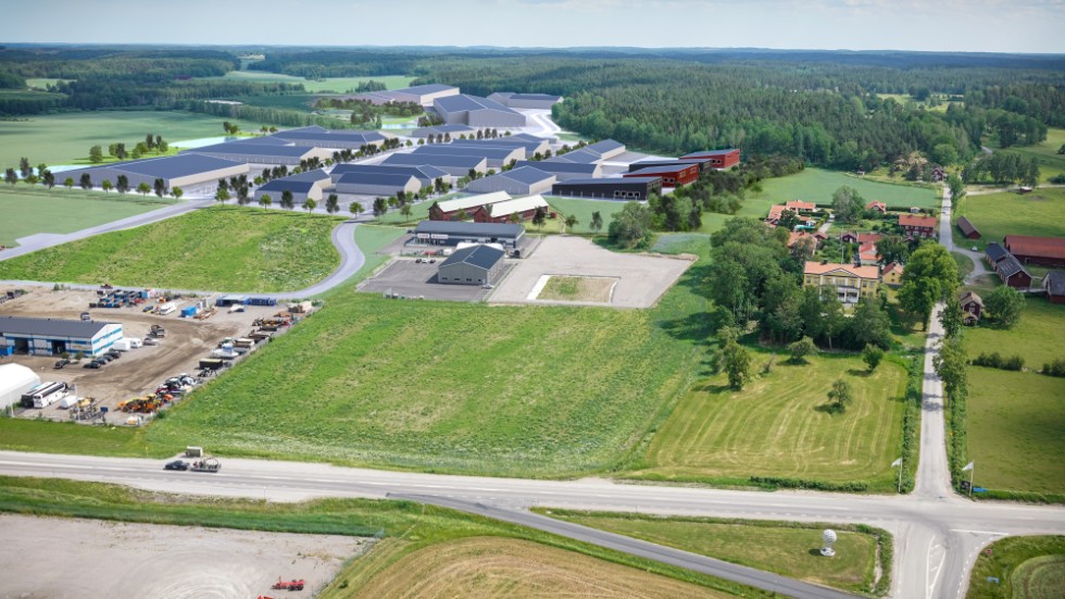 Norrköpings kommuns egen skiss över hur logistikparken i Klinga skulle kunna se ut fullt utbyggt.