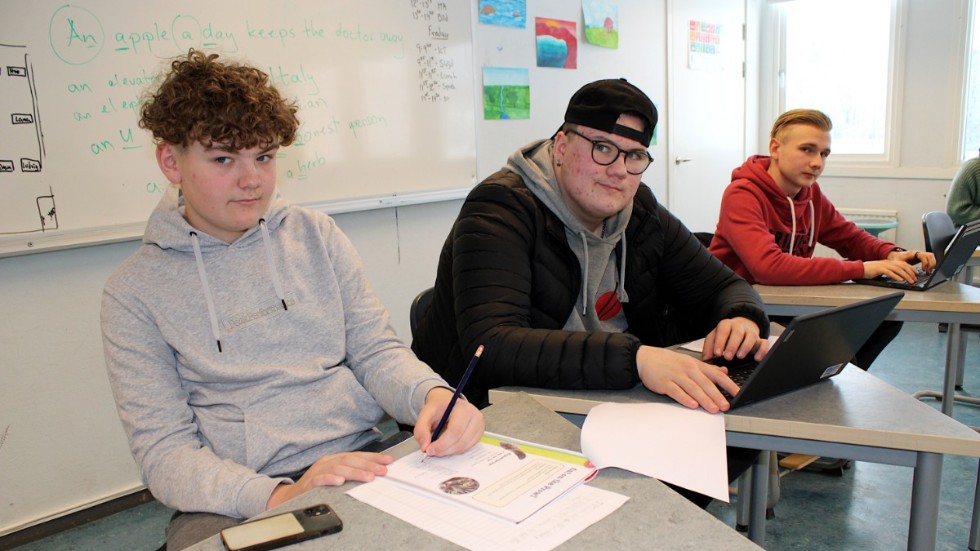 Assar Simonsson, Adrian Westerback och Melwin Törn har ägnat några förmiddagar på sportlovet åt att studera i Albäcksskolans lovskola.