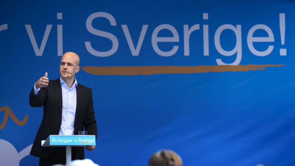 Fredrik Reinfeldt under ett sommartal 2014.