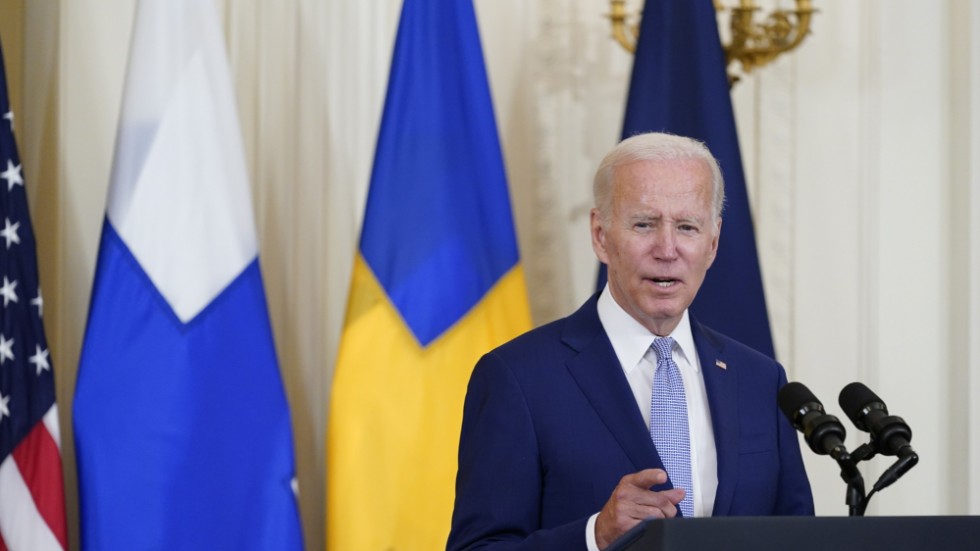 President Joe Biden i samband med att USA formellt godkände Sveriges och Finlands Natoansökningar i augusti 2022. Arkivbild.