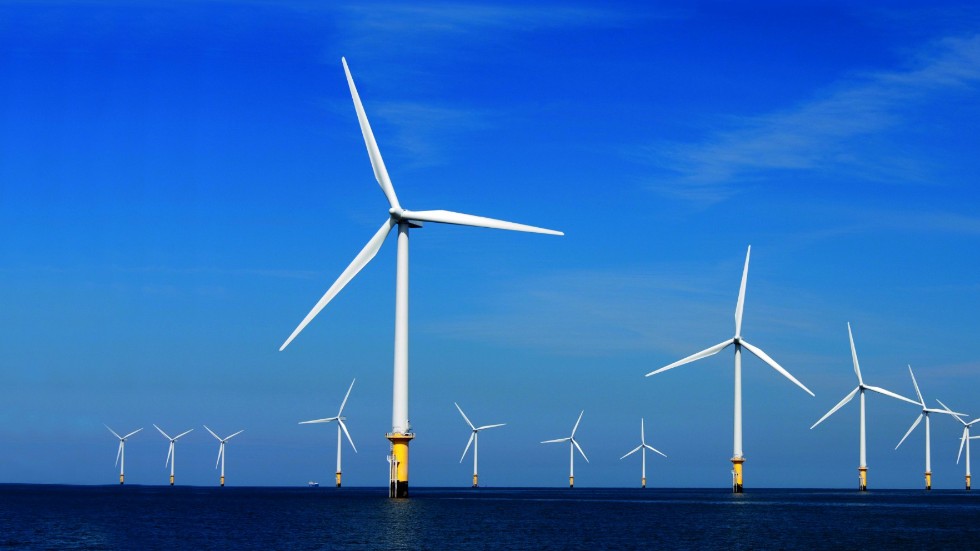 Havsbaserad vindkraft "Westermos Rough Offshore Wind Farm 8" i  Nordsjön, England.