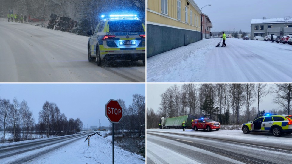 Snöovädret ställer till problem i trafiken. Under förmiddagen skedde två olyckor. Väglaget är fortsatt besvärligt. 