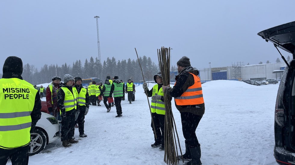 Missing People is distributing sticks to help probe snow drifts.