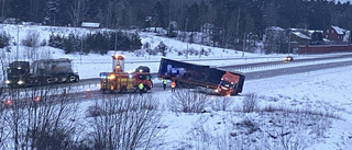 Lastbilsolycka på E4 i Nyköping orsakade trafikproblem
