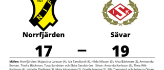 Tuff match slutade med förlust för Norrfjärden mot Sävar