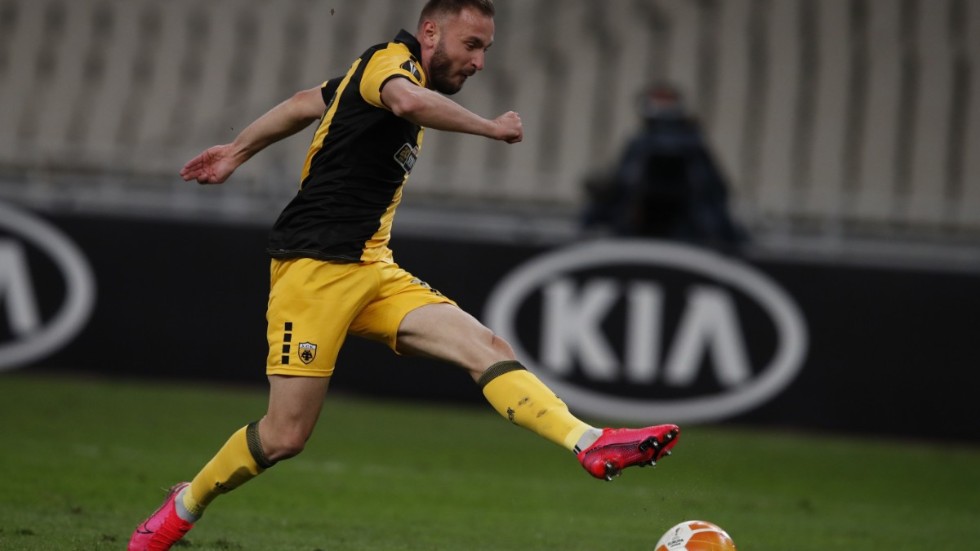 Muamer Tankovic gjorde sitt första mål för AEK Aten mot Leicester.