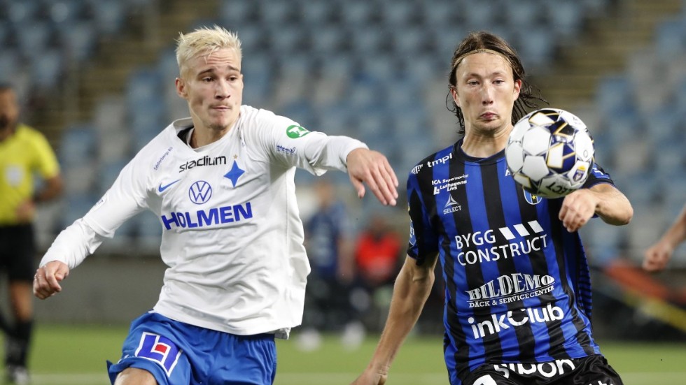 IFK Norrköpings anfallare Pontus Almqvist (till vänster) uppges vara aktuell för den ryska klubben Rostov. Arkivbild.