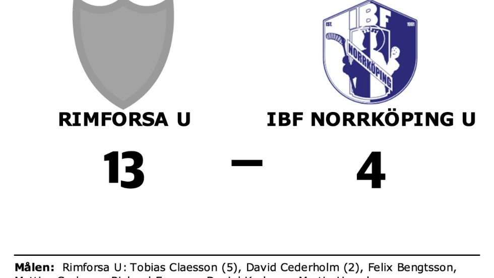 Rimforsa IF U-lag vann mot IBF Norrköping U-lag