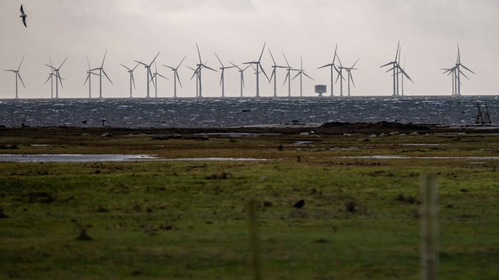 "Vår nuvarande regering måste nu snarast bejaka näringslivets starka önskemål om en snabb utbyggnad av vindkraft på land och till havs och inte sätta krokben för vår ack så viktiga framtida gröna elproduktion", skriver debattören. På bilden full fart på de 48 vindkraftverken i den havsbaserade vindkraftsparken Lillgrund utanför Bunkeflostrand söder om Malmö. 
