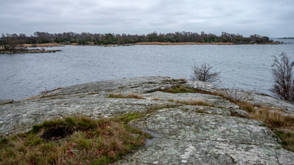 Ön Varö i Karlskrona skärgård sedd från Skillingenäs. Här hittades kvarlevorna av en man som försvann förra sommaren. Arkivbild.
