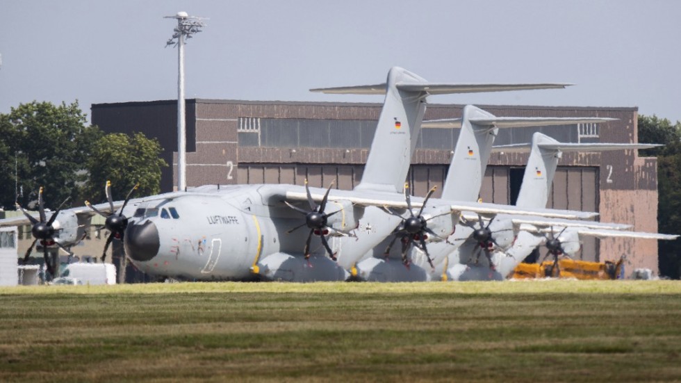 Airbus A400M transportplan från tyska flygvapnet ska delta i evakuering.