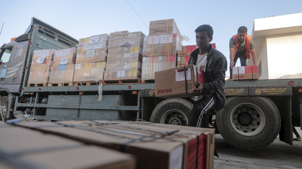 På söndagen kunde 33 lastbilar med nödhjälp rulla in i Gaza, rapporterar FN. Arkivbild.